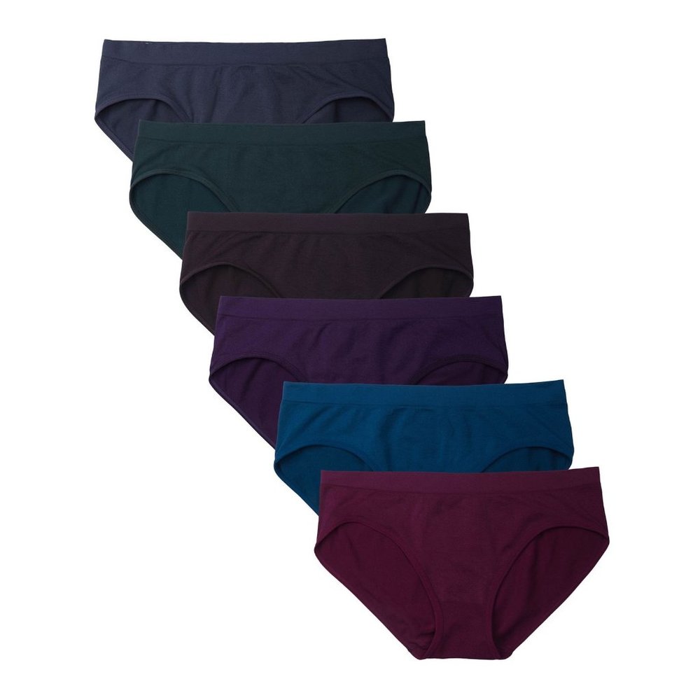 6 Pack Women's Nylon Spandex Hipster Brief Underwear A11 Dark Vintage New NWB